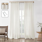 Panelsburg 92 Inch Curtains,Back Tab Pleated Light Filtering Semi Sheer Linen Curtains 92 Inches Long 2 Panels Set For Living Ro