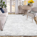 ORINOVA Shag Plush Rug 8x10 Area Rugs for Bedroom White Fluffy Living Room Rug Large Washable Faux Sheepskin Furry Fur Rug for N