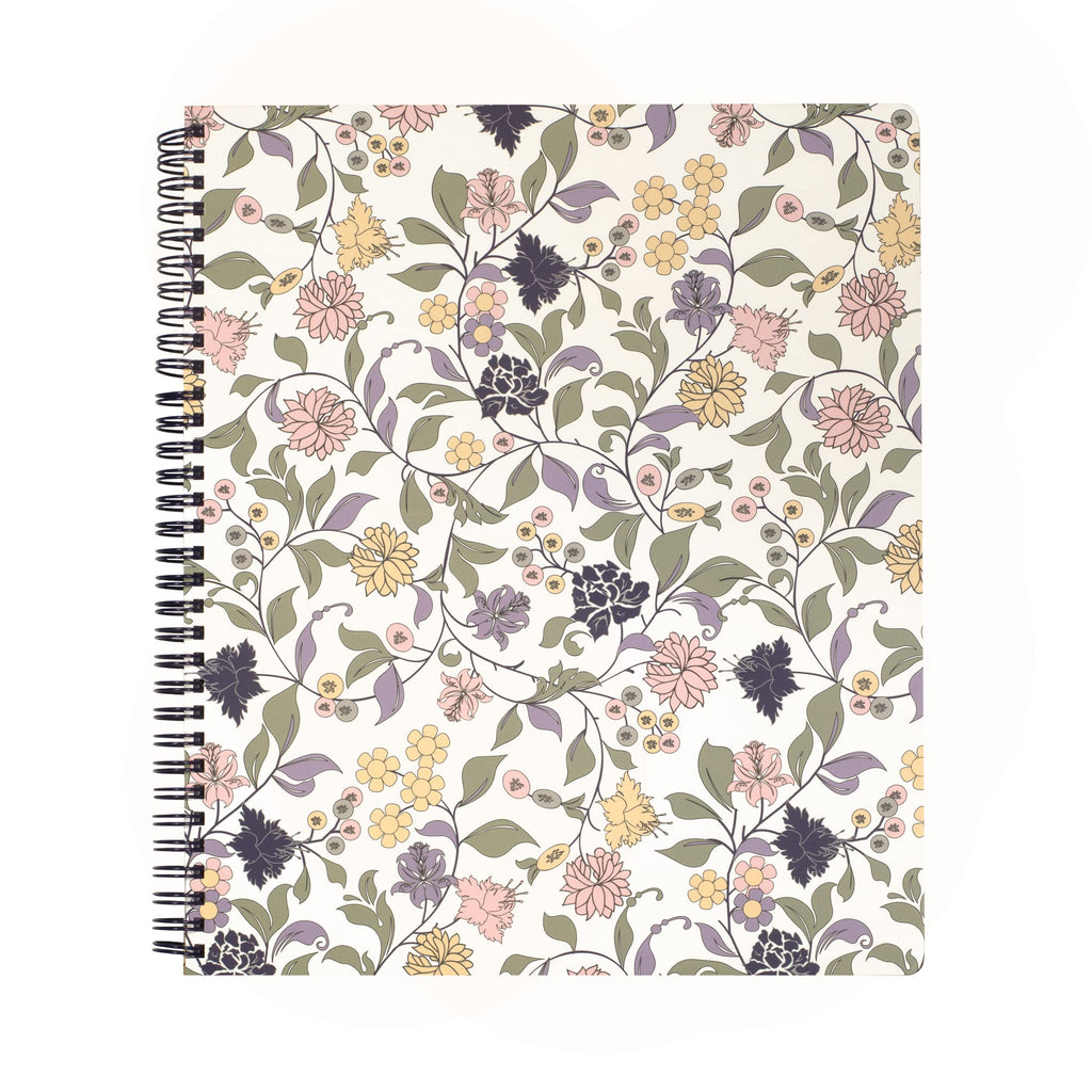 Steel Mill & Co Cute Floral Large Spiral Notebook College Ruled, 11' X 9.5' With Durable Hardcover And 160 Lined Pages, Purple