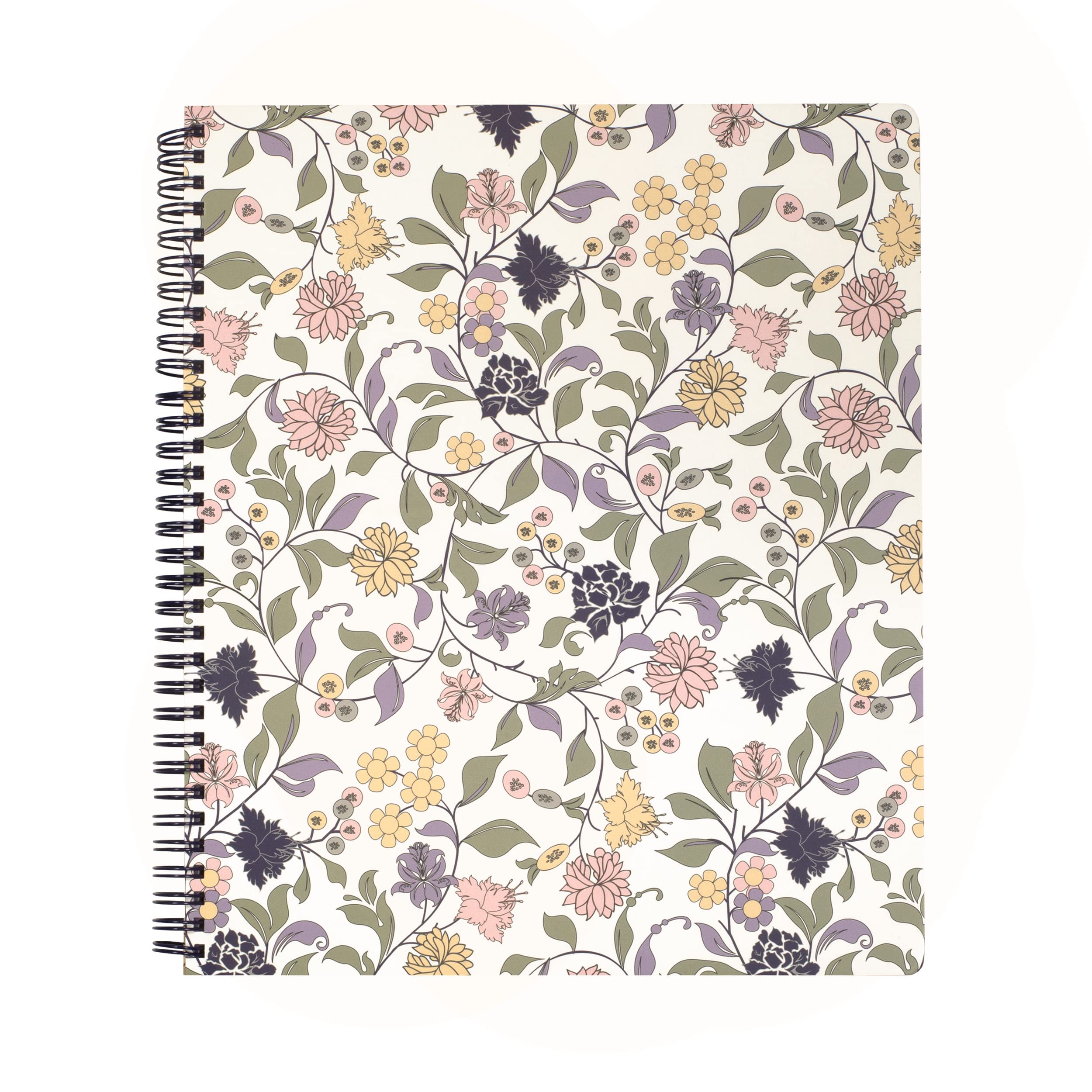 Steel Mill & Co Cute Floral Large Spiral Notebook College Ruled, 11' X 9.5' With Durable Hardcover And 160 Lined Pages, Purple