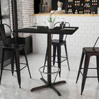 Flash Furniture Stiles 36'' Square Black Laminate Table Top With 30'' X 30'' Bar Height Table Base And Foot Ring