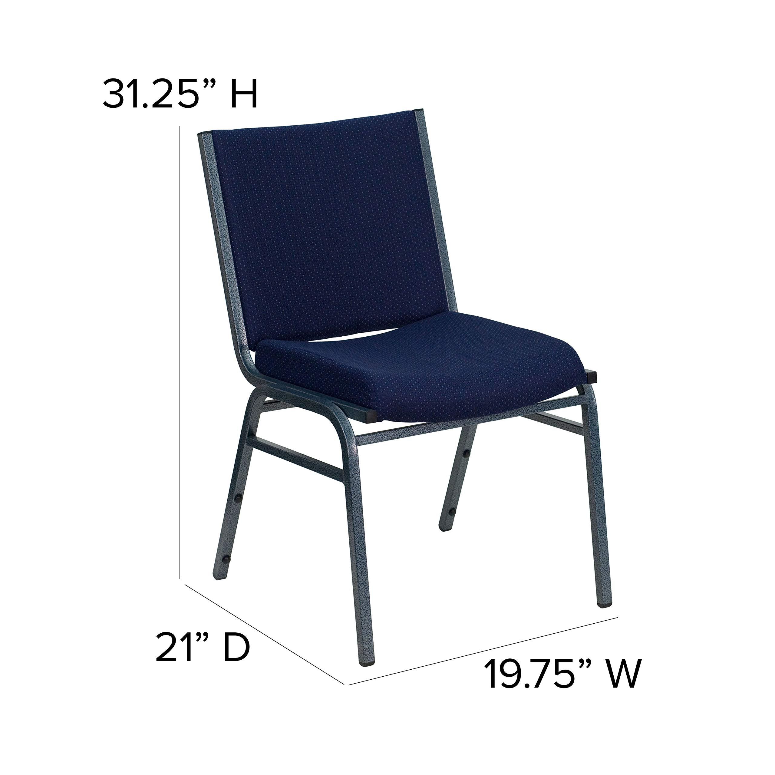 Flash Furniture HERCULES Series Heavy Duty Navy Blue Dot Fabric Stack Chair with Ganging Bracket