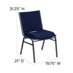 Flash Furniture HERCULES Series Heavy Duty Navy Blue Dot Fabric Stack Chair with Ganging Bracket