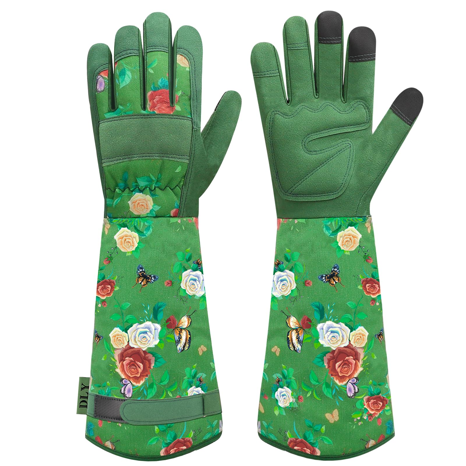 Dly Gardening Gloves For Women - Long Thorn Proof Rose Pruning Garden Gloves, Cowhide Leather Gauntlet Gardening Gifts