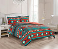 Chezmoi Collection 3-Piece Southwestern Geometric Tribal Multicolor Red Teal Beige Comforter Set, King Size