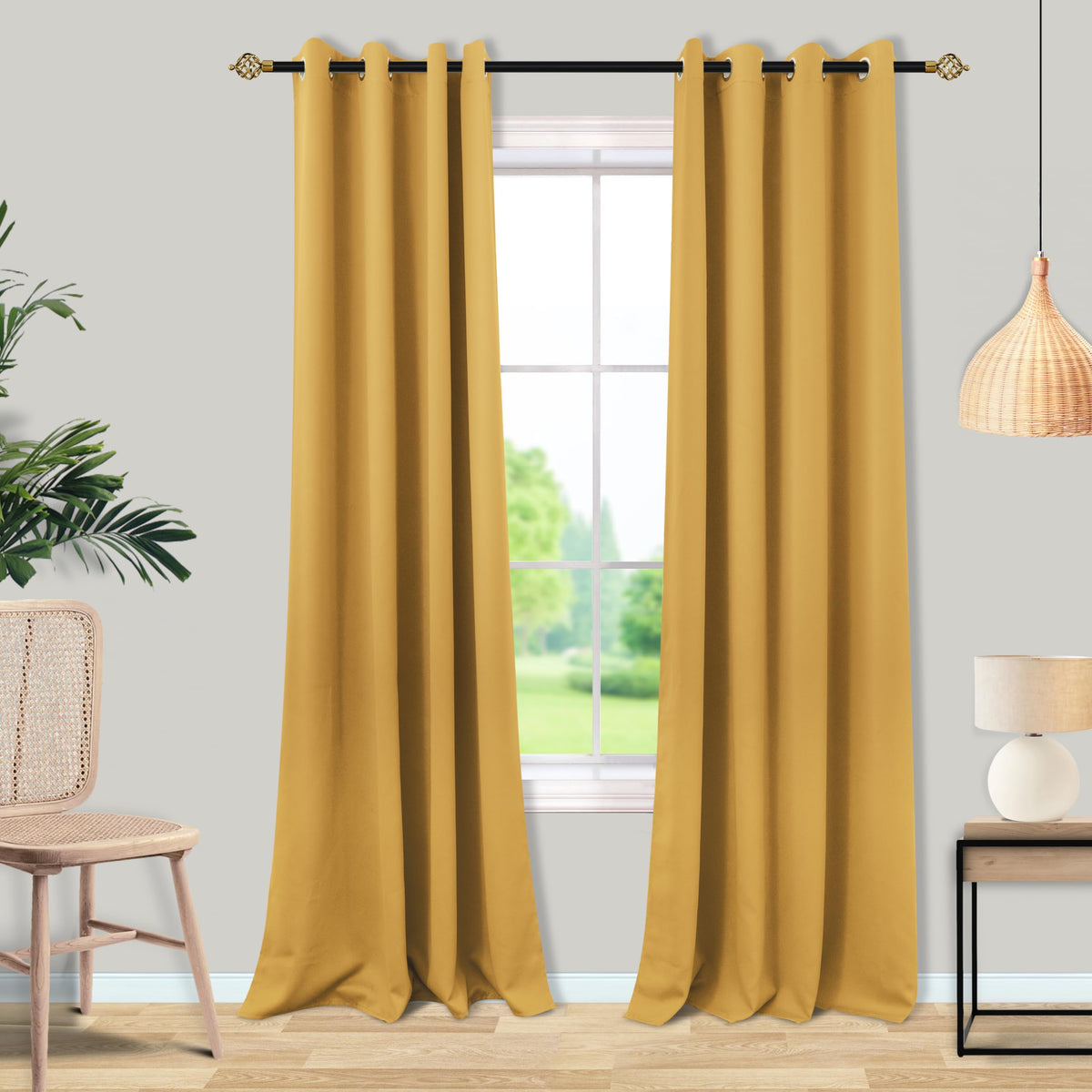 Mrs.Naturall Black Out Curtains 84 Inch Long For Bedroom Windows For Living Room Gold Luxury Blackout Drapes Curtains 84 Inch Le