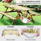 Britown Picnic Table Cover With Bench Covers Elastic Edges, Yellow Fitted Table Cover, Outdoor Patio Camping Essentials 60 Inch