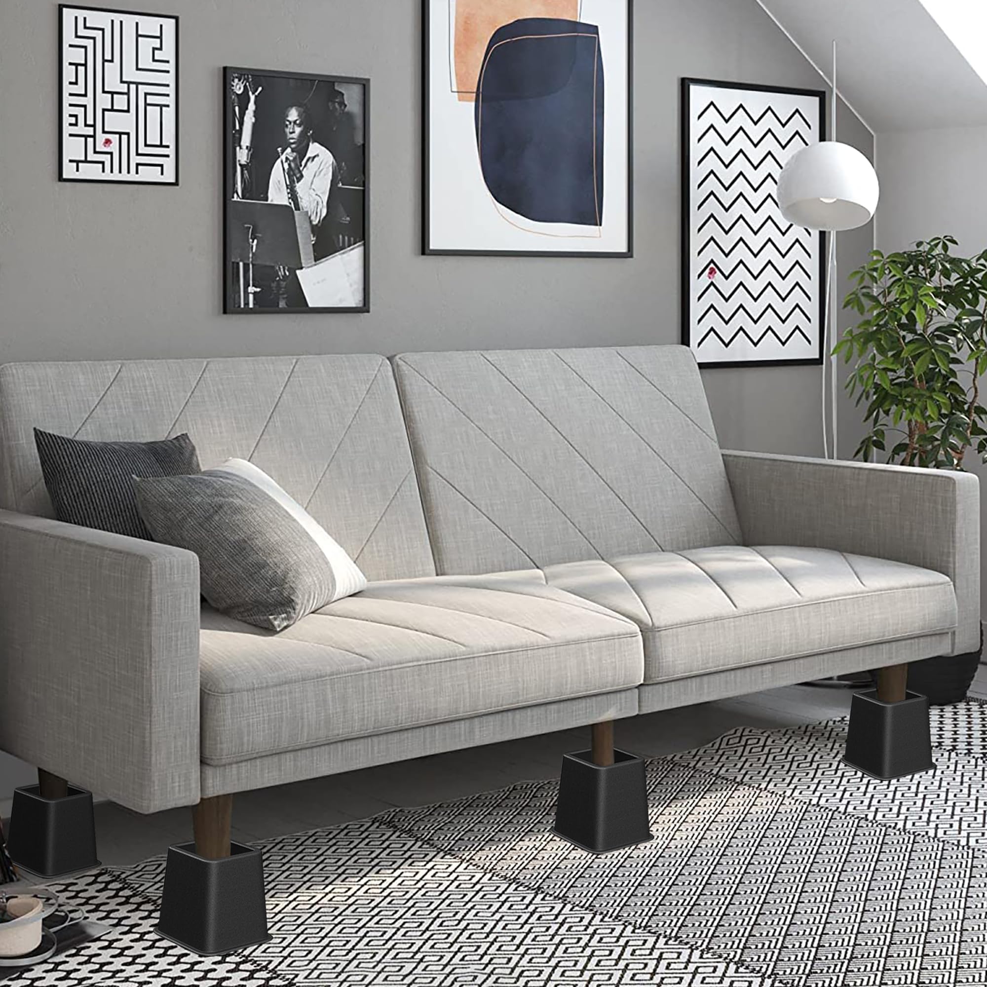 Lufia Bed Furniture Risers Heavy Duty, Elevation In Heights 8, 5 Or 3 Inch, Adjustable Furniture Risers For Sofa, Table, Couch,