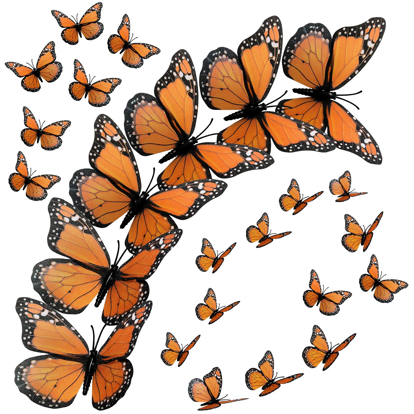 4 Size Monarch Butterfly Decor Halloween Butterfly Wall Decor Magnetic Butterfly Decoration 3D Monarch Butterfly Wall Decal for 