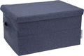Bigso Soft Foldable Polyester Storage Box with Lid - Fabric Storage Bin with Lid & Handles for Closets and Rooms - Collapsible O