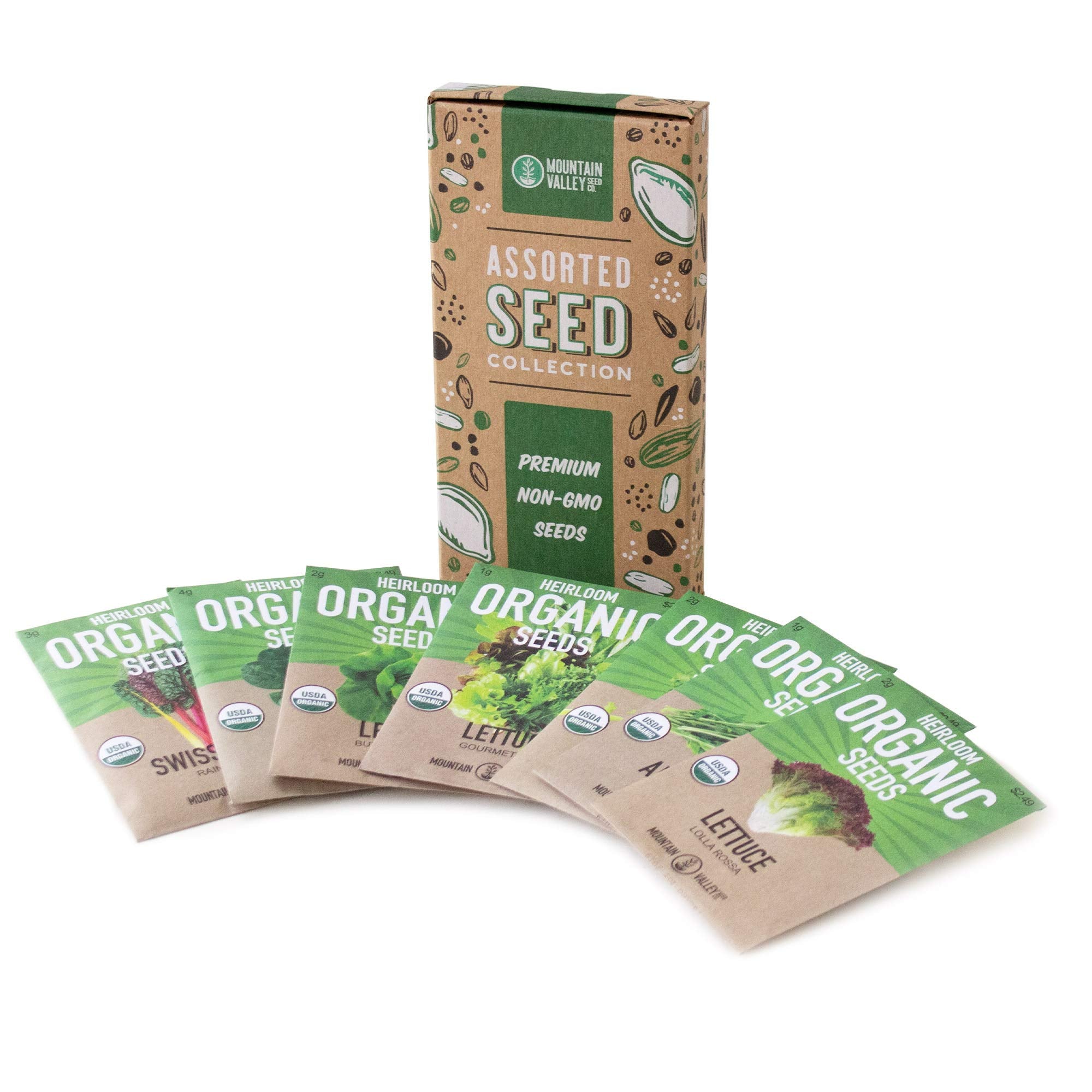 7 Varieties Of Leafy Power Green Organic Seeds, Non-Gmo Seeds For Planting, Heirloom Seeds - Spinach Seeds, Arugula, Kale, Lolla