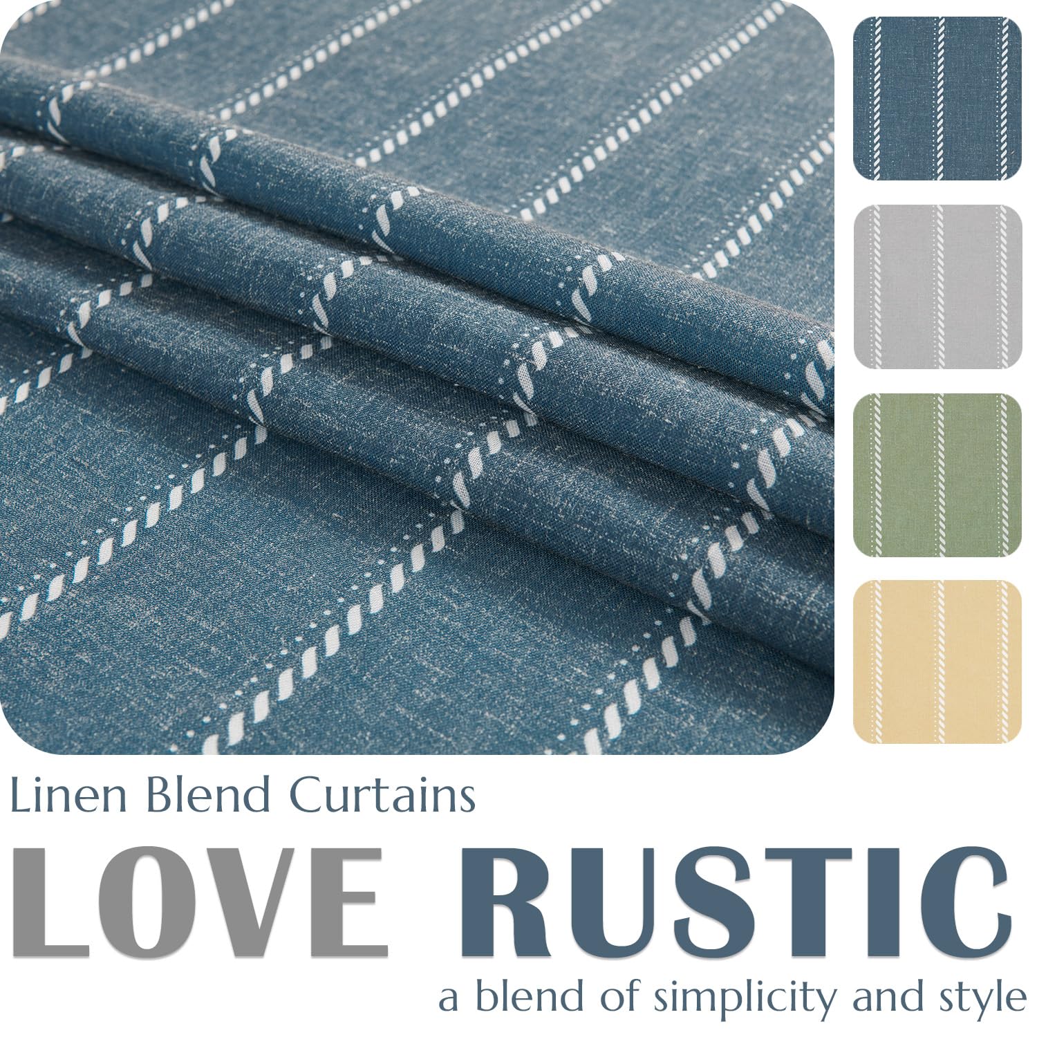 Jinchan Nautical Kitchen Curtains Striped Linen Curtains 36 Inches Farmhouse Tier Curtains Cafe Curtains For Living Room Bathroo