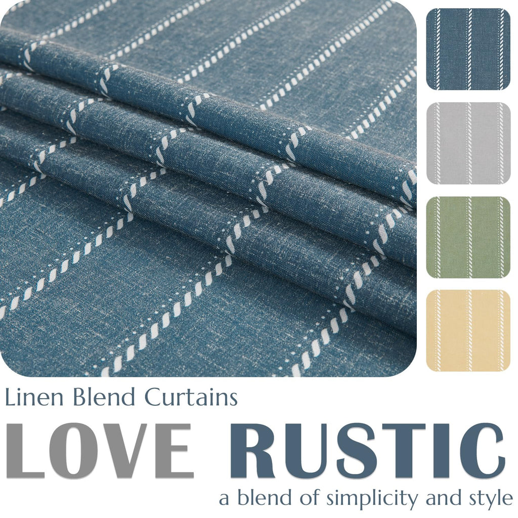 Jinchan Nautical Kitchen Curtains Striped Linen Curtains 36 Inches Farmhouse Tier Curtains Cafe Curtains For Living Room Bathroo