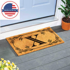 Evergreen Monogram Coir Doormat | Letter X | Front Door Mat For Outdoor Indoor Entrance | 28X16 Inches | Non-Slip Backing Doorwa
