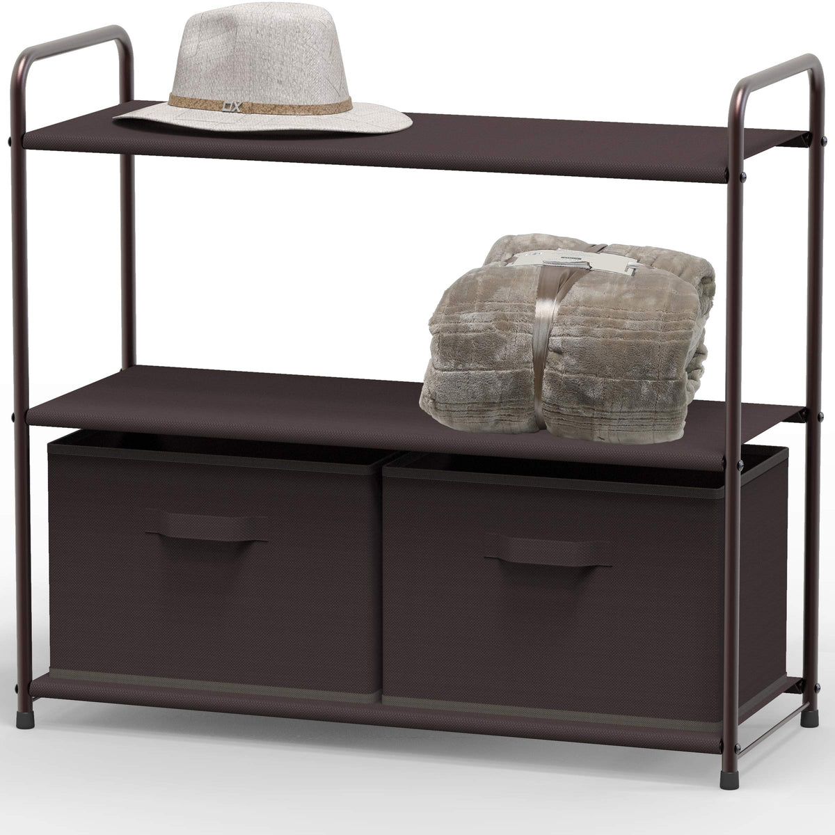 Simple Houseware 3-Tier Closet Storage With 2 Drawers, Brown