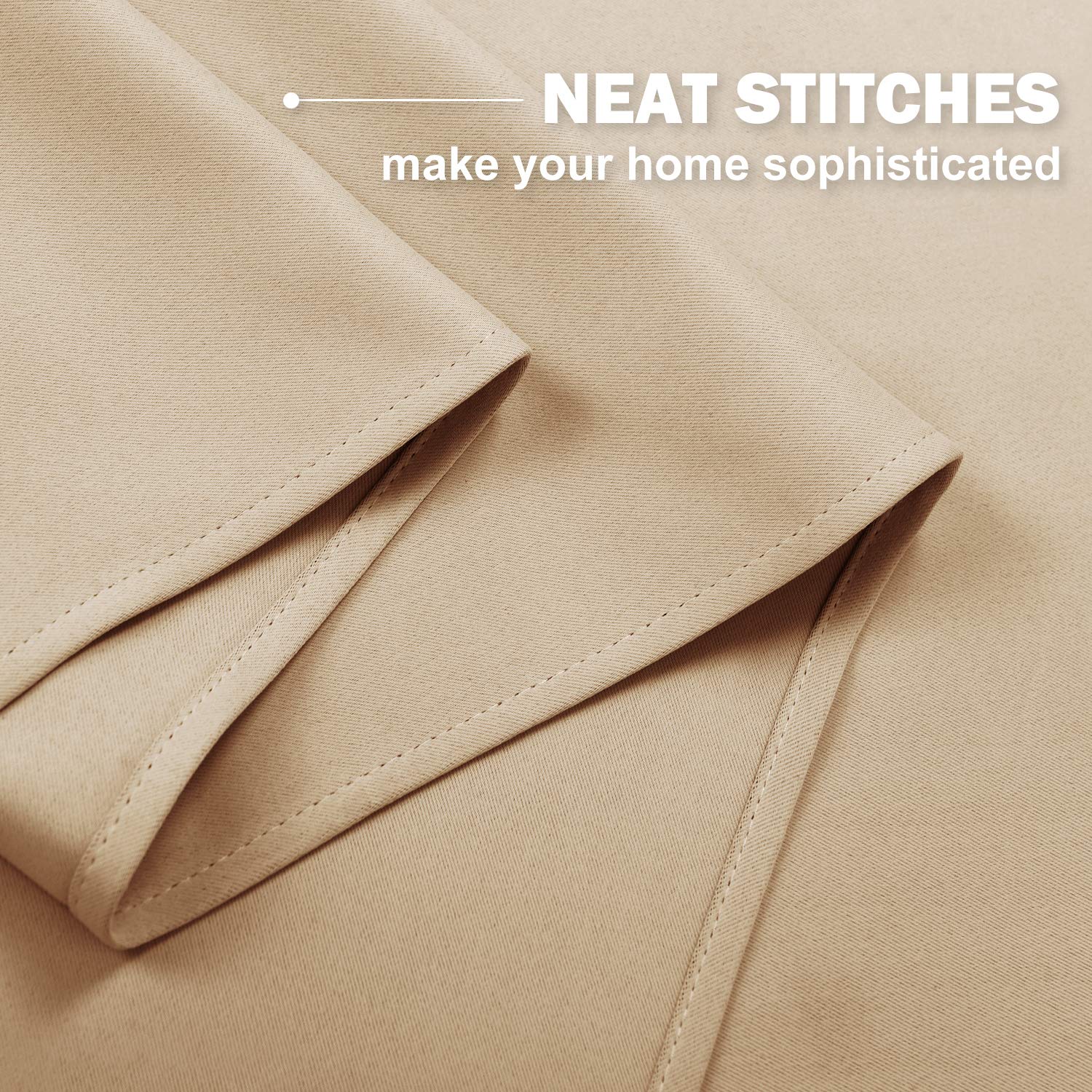 Nicetown Window Tiers Curtains For Kitchen, Farmhouse Grommet Top Solid Light Block Insulated Energy Saving For Cafe Window/Office, W 34 X L 36-Inch 1.2 Inches Header, Biscotti Beige, 2 Panels