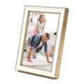 MIMOSA MOMENTS Brass tone Picture Frame with White Enamel (Brass & White,4x6 photo)