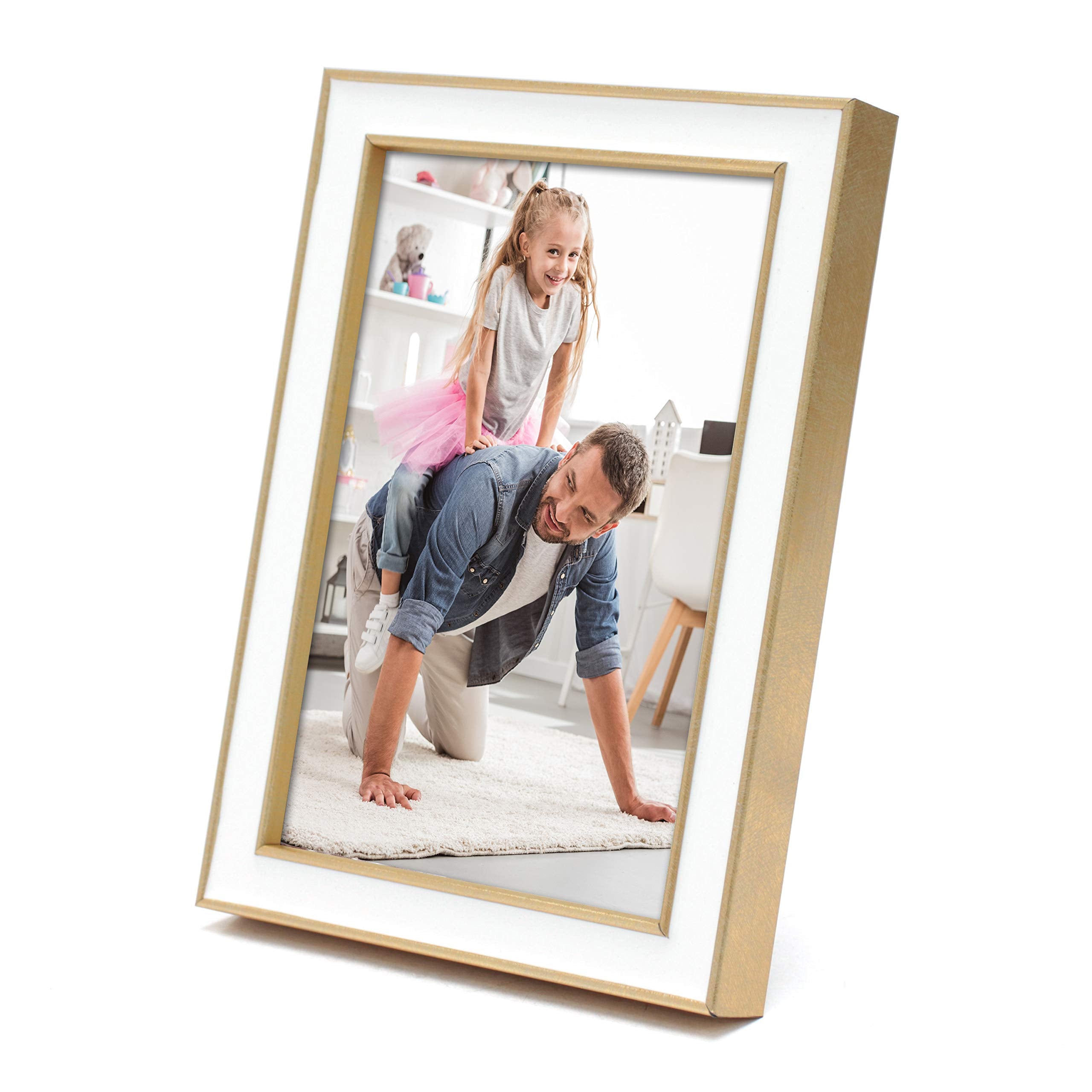 MIMOSA MOMENTS Brass tone Picture Frame with White Enamel (Brass & White,4x6 photo)