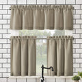 No. 918 Martine Microfiber Semi-Sheer Rod Pocket Kitchen Curtain Valance and Tiers Set, 54 x 36, Taupe