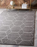 Unique Loom Trellis Frieze Collection Area Rug - Geometric (4 x 6, Dark Gray/ Ivory)