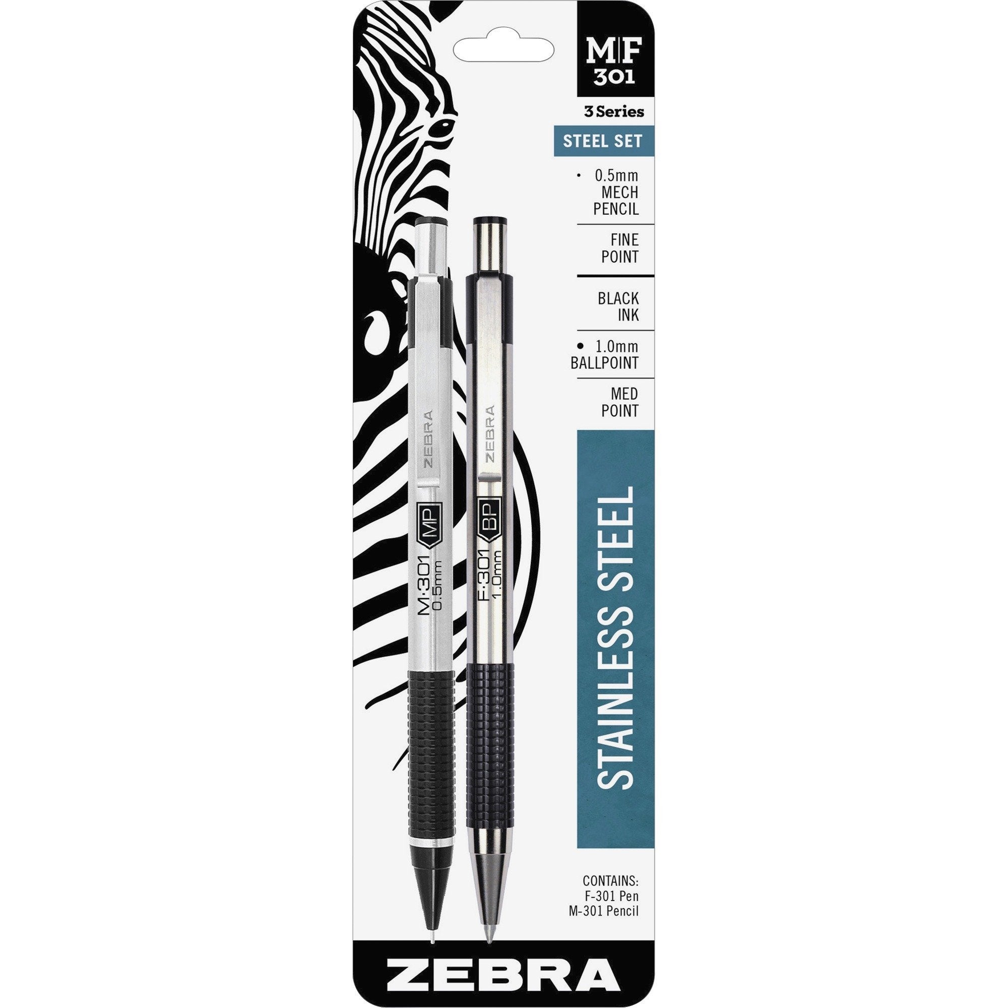 Zebra Pen 57011 Ballpoint Pen/Mechanical Pencil,0.7Mm Pen/.5Mm Pencil,Bk Ink