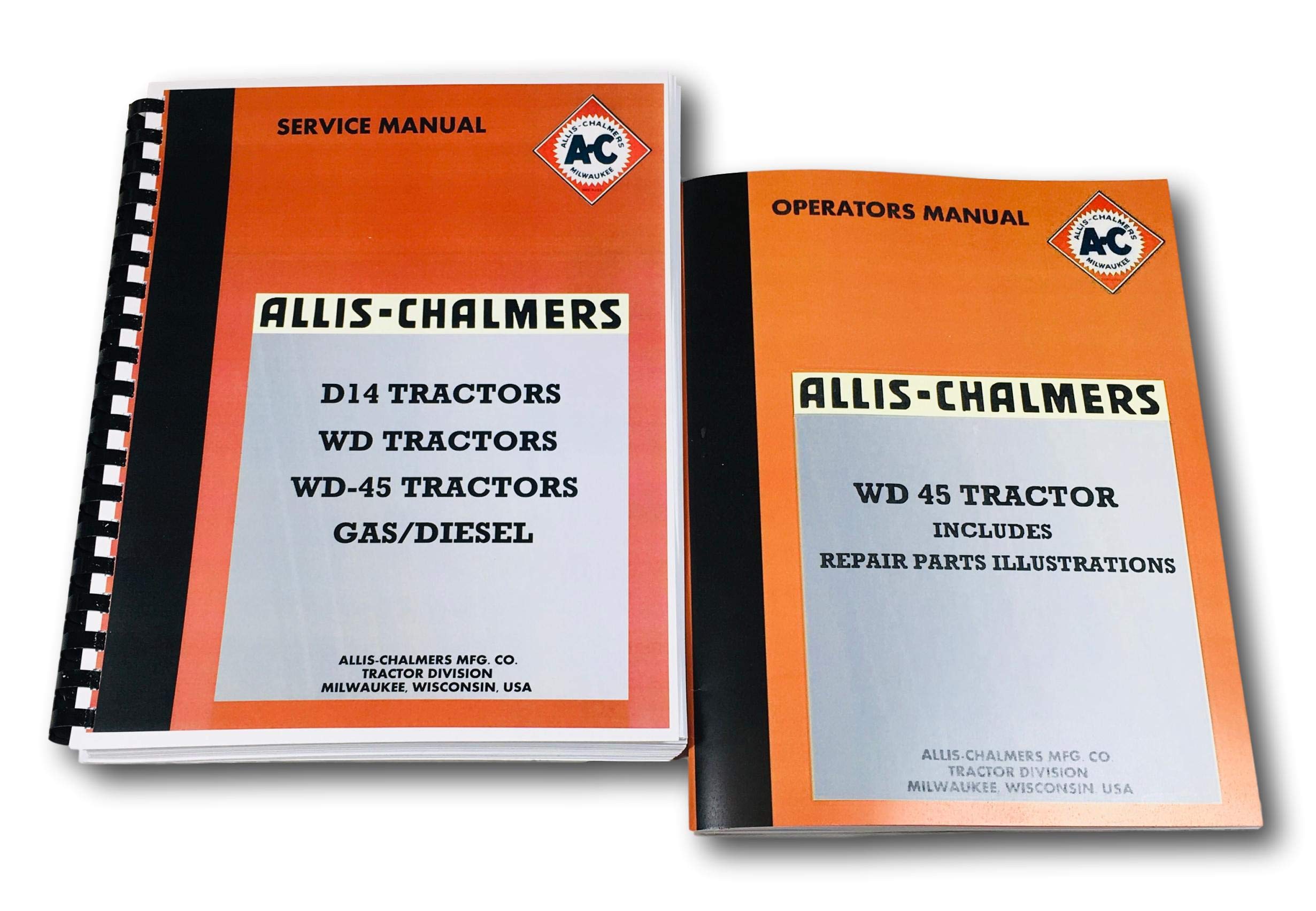 Set Allis Chalmers Wd45 Tractor Service Repair Operators Parts Shop Manuals New