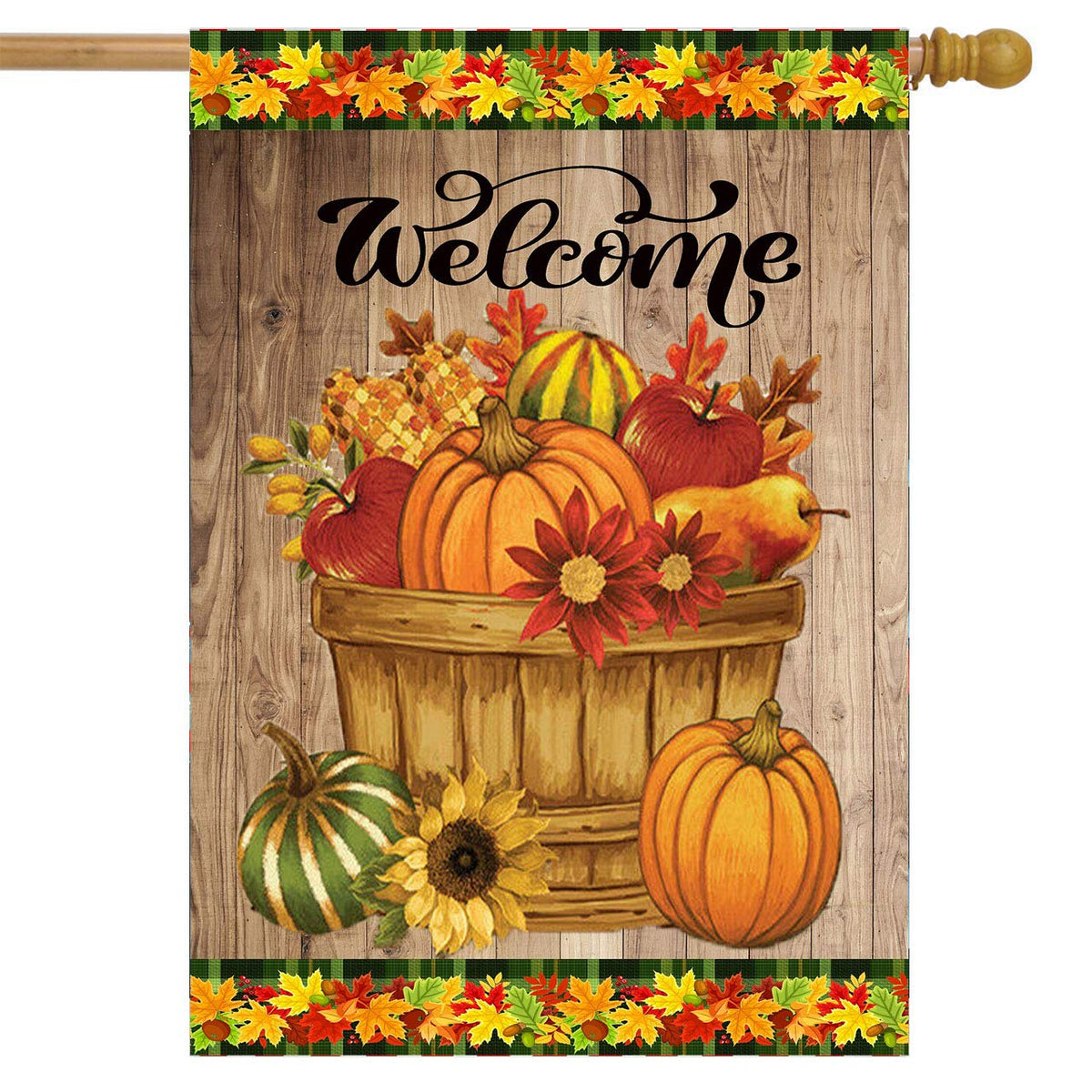 Sunflowers Pumpkin House Flag 28 X 40 Double Sided Welcome Fall Autumn Harvest Thanksgiving Garden Yard Flags Outdoor Indoor Map
