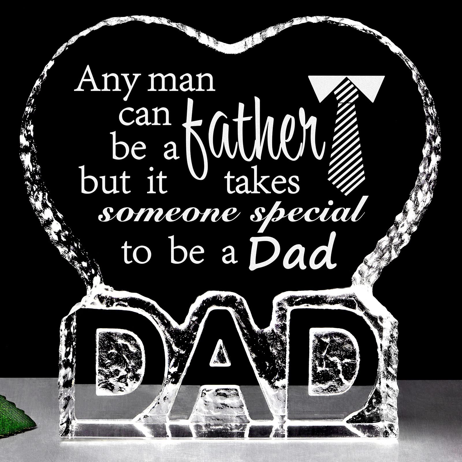 Valentines Day Birthday Gifts For Dad, Dad/Papa/Daddy Men Gifts From Daughter/Son/Kids - Dad Shape Crystal Decor For Fathers Day