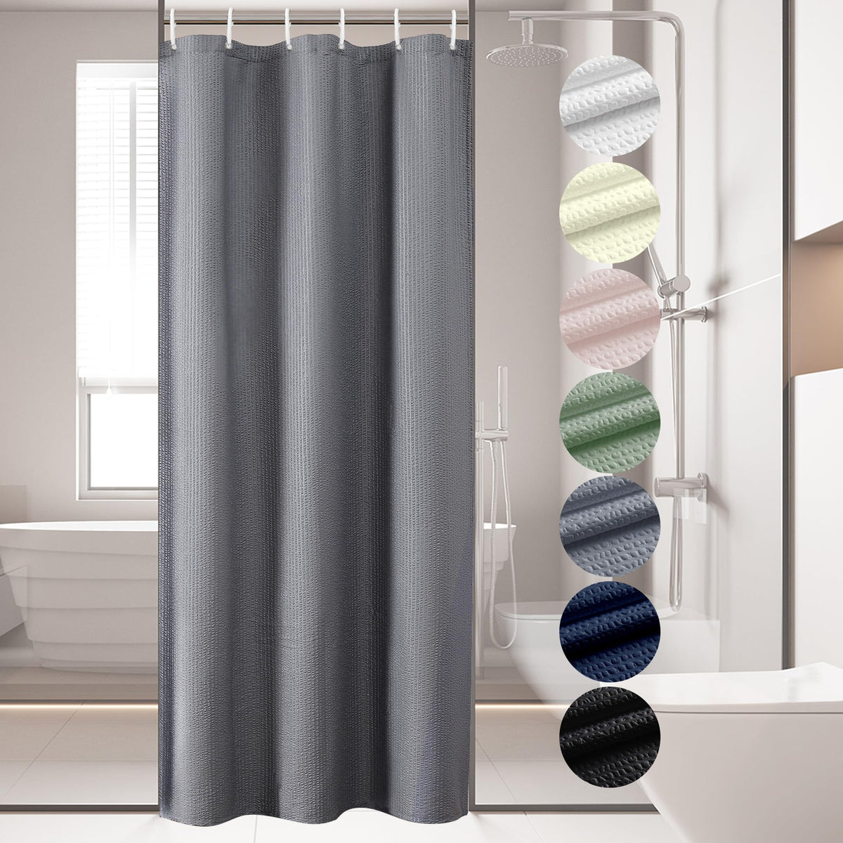 OVZME 36 x 72 Inch Stall Fabric Shower Curtain - Soft & Texture Small Grey Shower Curtain for Bathroom for Narrow Stall Size, Ma