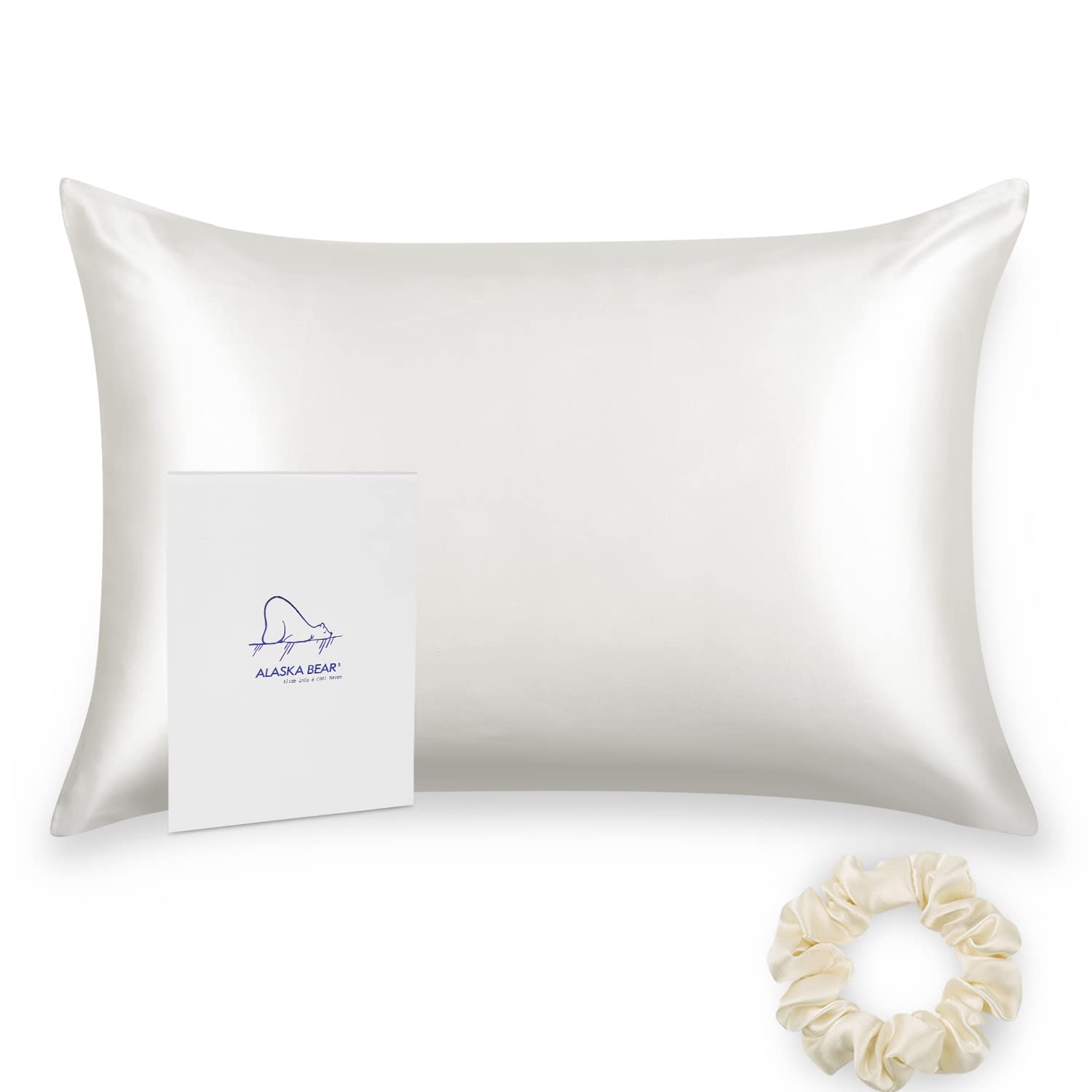 Alaska Bear Silk Pillowcase For Hair And Skin, Grade 6A 100% Mulberry Silk Pillow Cases King Size For Bliss Sleep With Random Co