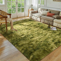 Softlife Area Rug for Living Room, 6x9 Feet Plush Fluffy Rug for Bedroom, Tie-Dyed Green Furry Shag Rug for Aesthetic Christmas 
