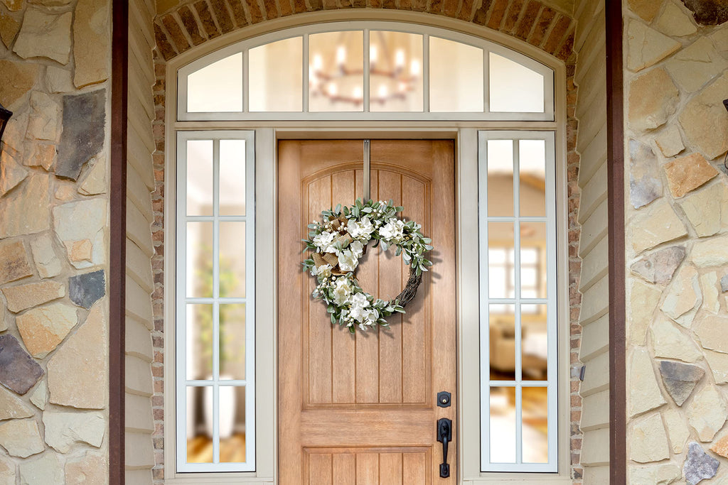 Haute Decor Adapt Adjustable Wreath Hanger, Top & Length Adjustable - Antique Brass - Over The Door Wreath Holder That Fits Almo
