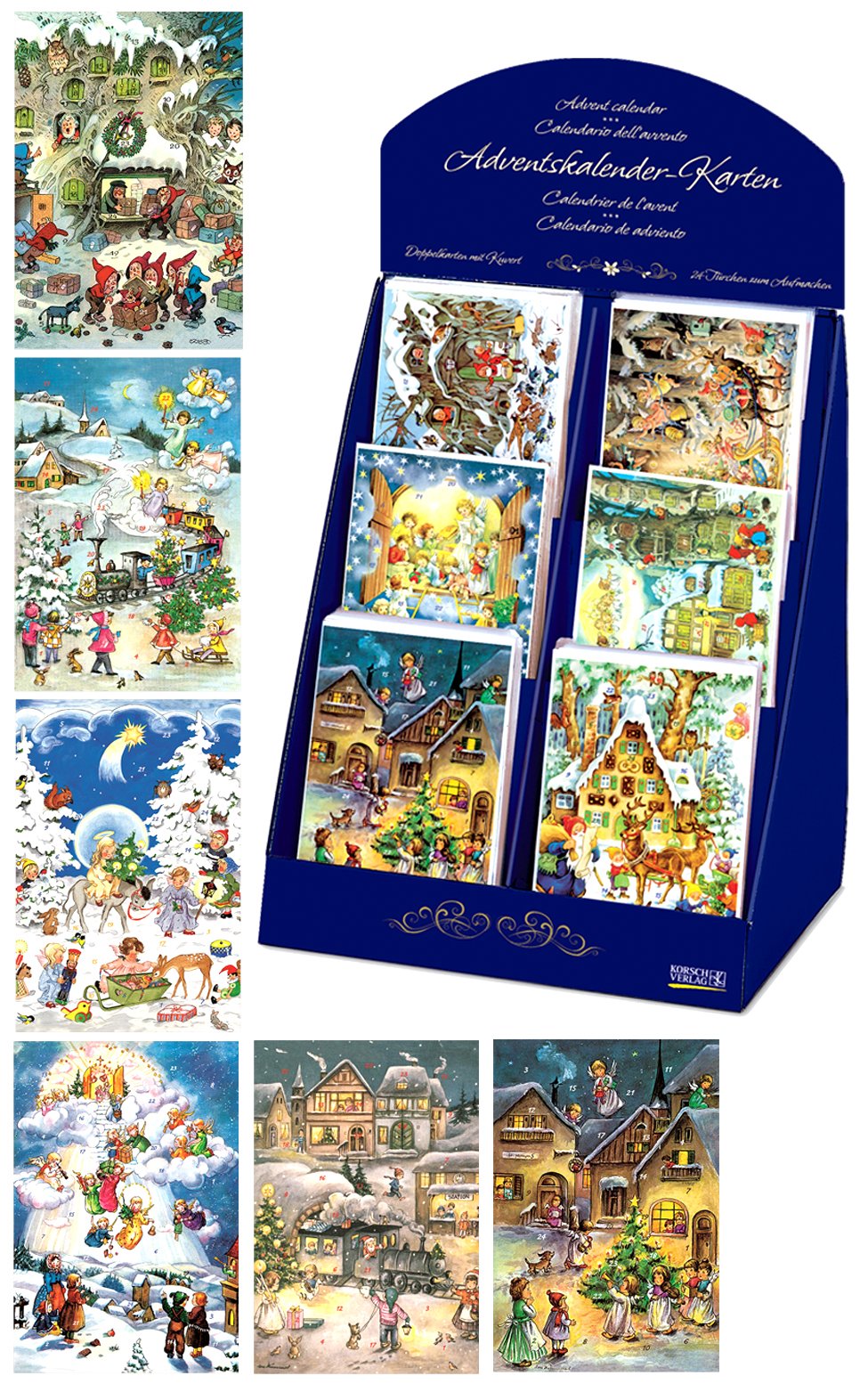 Alexander Taron Importer 11903 Korsch Card-Advent Assortment Box Of 60, Blue