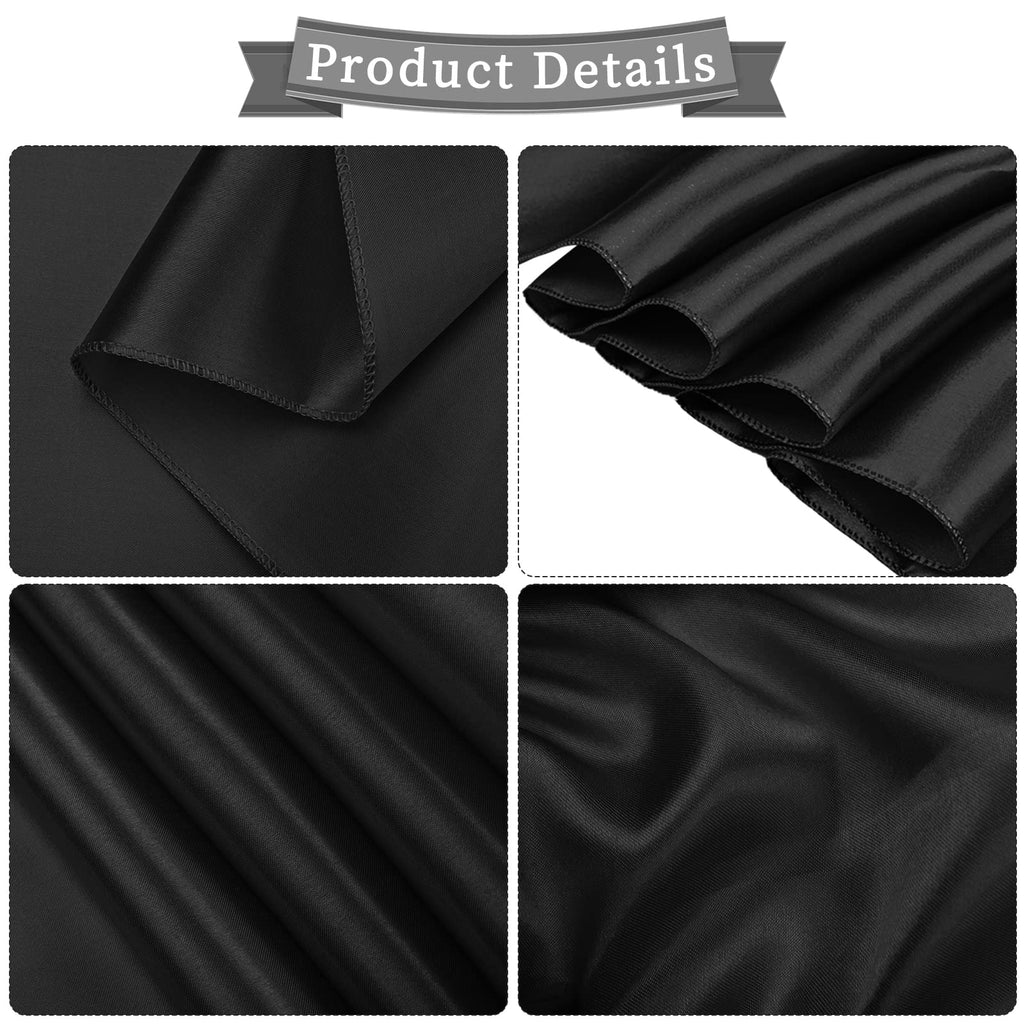 Fani 60 Pcs Black Satin Chair Sashes Bows Universal Chair Cover For Wedding Reception Restaurant Event Decoration Banquet,Party,Hotel Event Decorations (7 X 108 Inch)