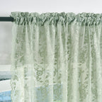Sage Green Sheer Curtains 102 Inches Long 2 Panels Set Country Rustic Leaf Floral Spring Window Sheer Lace Curtains For Living R