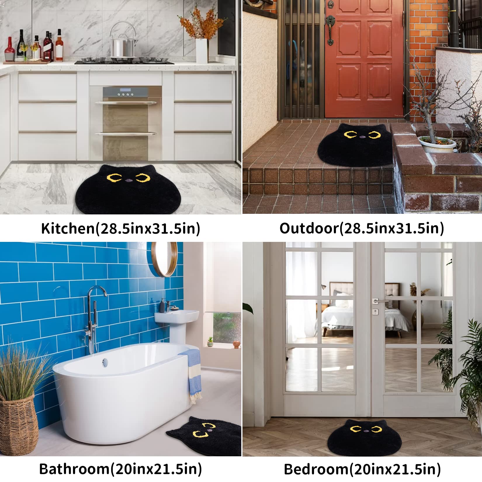 Nigoways Bathroom Rug,Soft Cat Rug,Cute Black Cat Bath Mat For Bathroom, Bedroom,Non Slip Rug,Bath Rugs For Home Decorations,Hou