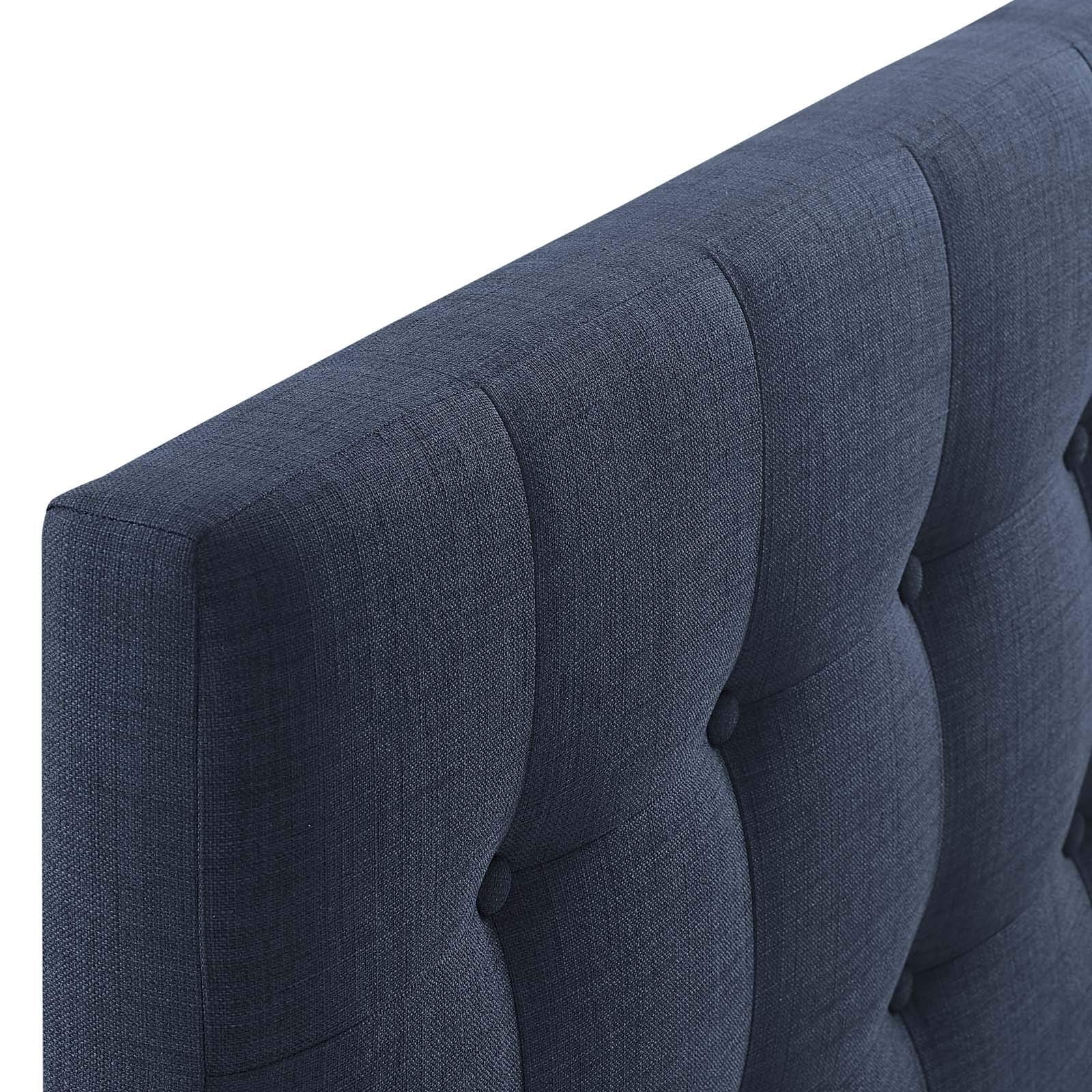 Modway Emily Tufted Button Linen Fabric Upholstered Queen Headboard in Navy