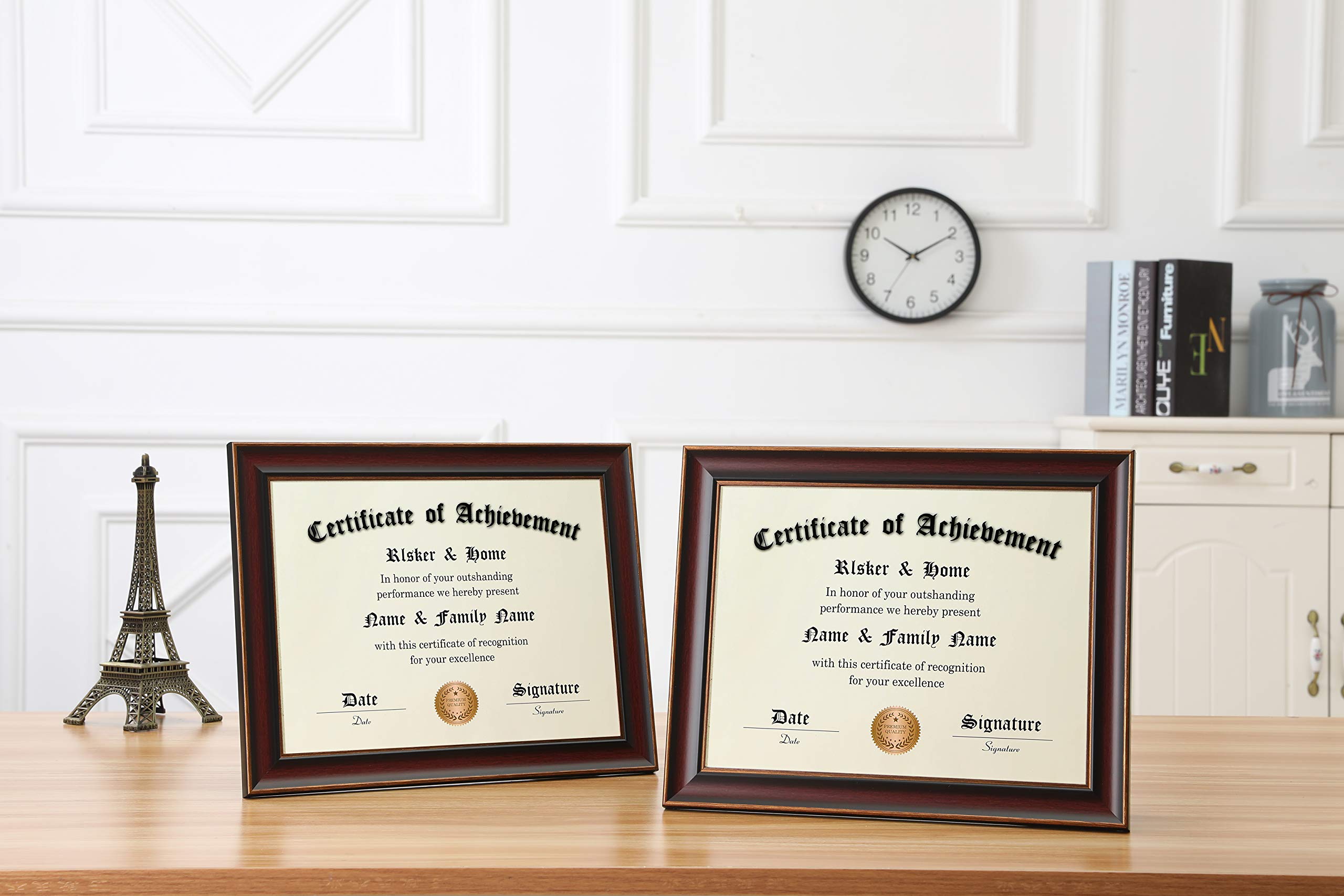 Elsker&Home 8.5X11 Certificate Frame - Classic Cherry Wood Color - 2.0 Mm Panels - Only 8.5X11 Inch Without Mat - For Document/P