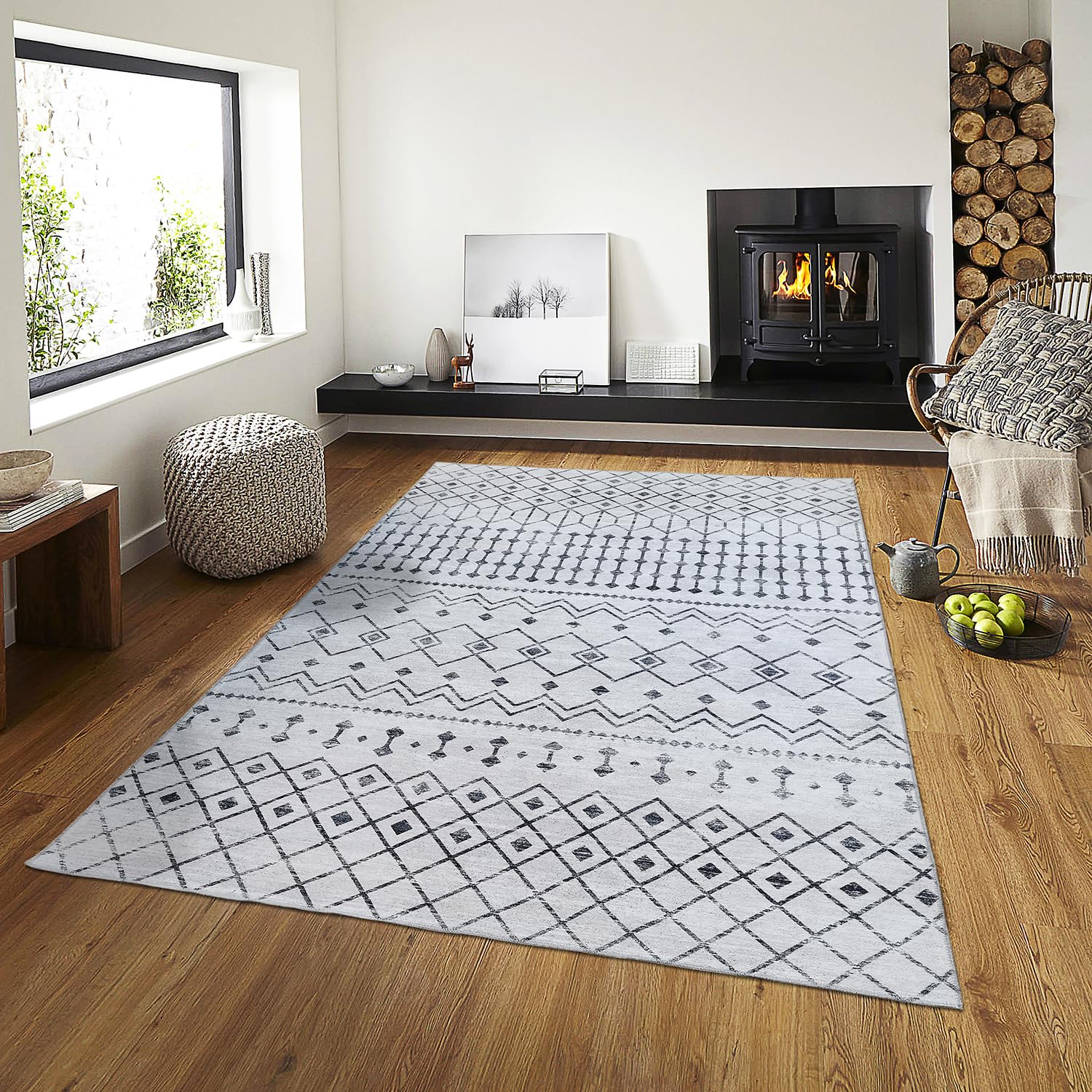 Mandala Machine Washable Area Rug 8 x 10 - Non-Slip & Safe Floor Rug - Stain Resistant Bedroom Rug - Comfortable Polyester Mater