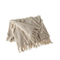Lr Home Soft Luxury Handmade Boho Farmhouse Diamond Throw Blanket With Fringe, 50' X 60', Natural