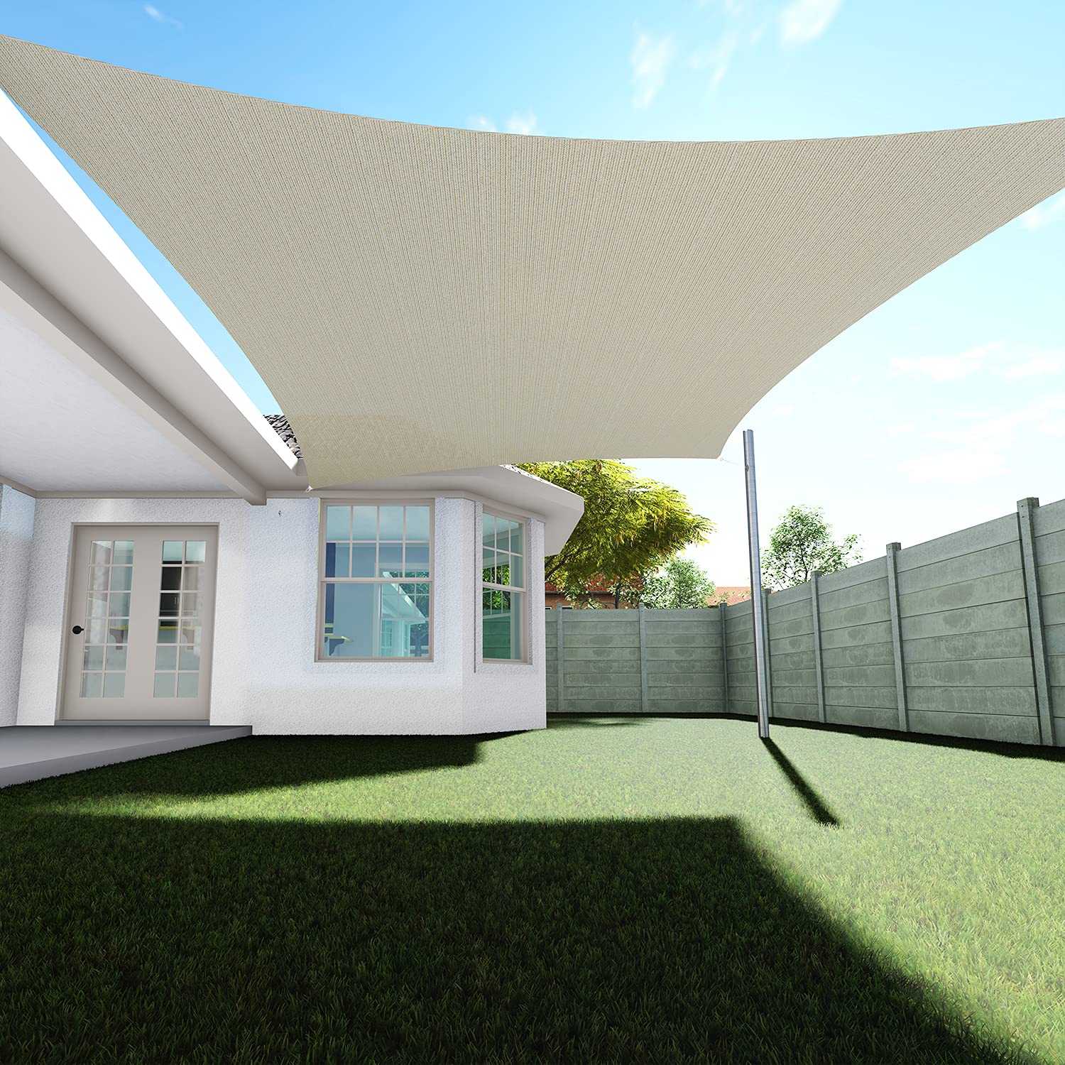 Tang Sunshades Depot Beige 14' X 15' Sun Shade Sail Permeable Canopy Cover Customize Commercial Standard 180 Gsm Hdpe