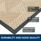 Smiry Front Door Mat Outside Entrance, Heavy Duty Sturdy Natural Rubber Doormat, Trap Dirt And Moisture, Easy Clean Low Profile Welcome Floor Mats For Indoor Outdoor Entry, 29.5X17 Inch, Beige