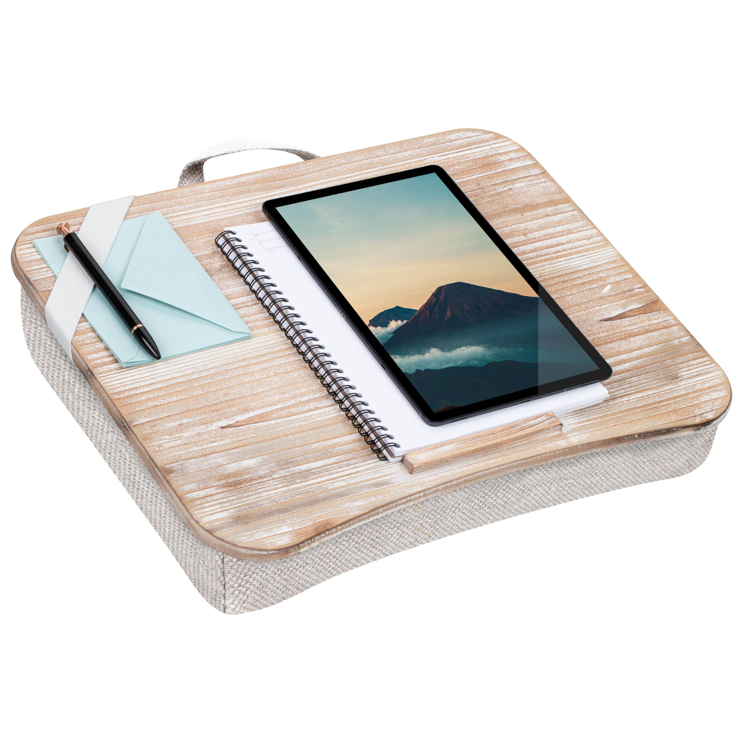 Lapgear Heritage Lap Desk With Device Ledge - White Wash - Fits Up To 17.3 Inch Laptops - Style No. 45611