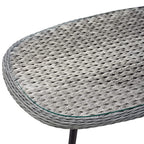 Modway Endeavor Wicker Rattan Aluminum Glass Outdoor Patio Coffee Table in Gray