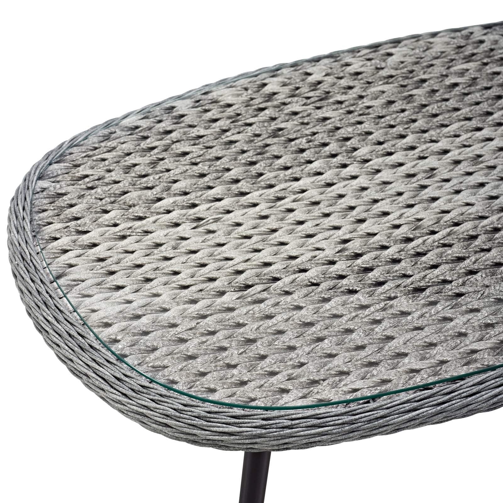 Modway Endeavor Wicker Rattan Aluminum Glass Outdoor Patio Coffee Table in Gray