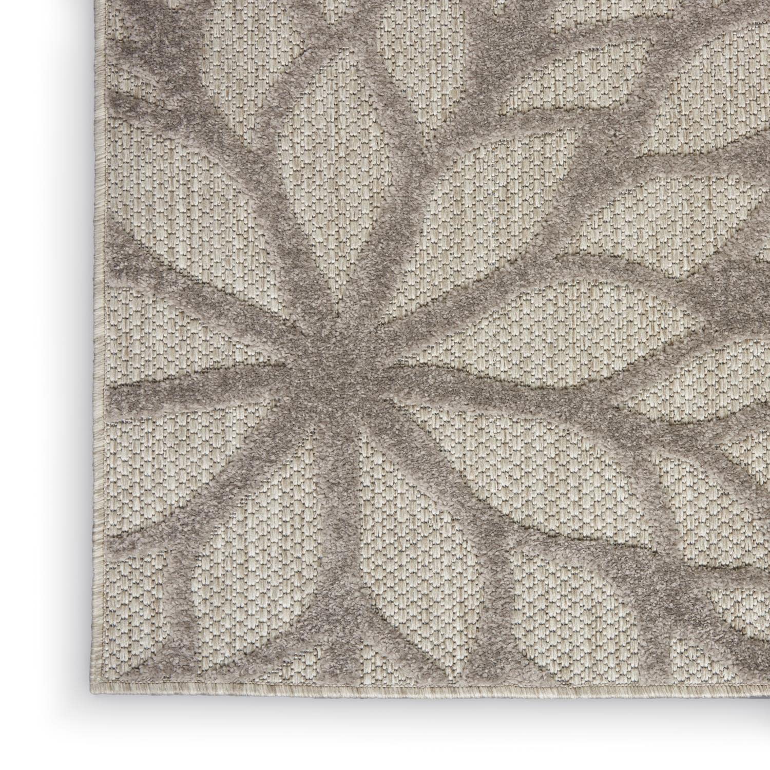 Nourison Aloha Indoor/Outdoor Floral Silver Grey 9'6' X 13' Area Rug, (10' X 13')