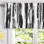 Driftaway Paint Brush Watercolor Lined Thermal Insulated Blackout Window Curtain Valance Rod Pocket Black Gray Ink Stripe Patter