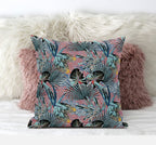 HomeRoots Gold Cream 20â€ Aqua Red Tropical Zippered Suede Throw Pillow