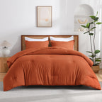 Andency Burnt Orange Twin Size Comforter Set, Terracotta Solid Comforter Set 2 Pieces, All Season Lightweight Fluffy Bed Comforter Set For Kids, Girls (1 Boho Comforter & 1 Pillowcase)