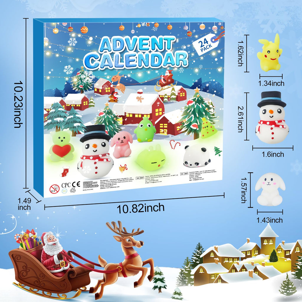 Advent Calendar 2024,Luminous Mochi Christmas Countdown 24 Days Cute Relief Stress Squishies Animals Party Favors For Girls Boys